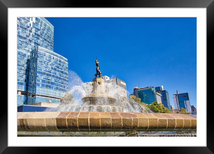 Mexico City, Mexico, Diana the Huntress Fountain  Framed Mounted Print by Elijah Lovkoff