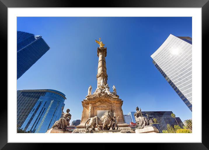 Angel of Independence monument located on Reforma Street near hi Framed Mounted Print by Elijah Lovkoff