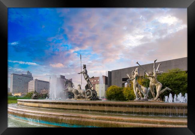 Monterrey, Macroplaza, Landmark Neptune Fountain,  Framed Print by Elijah Lovkoff