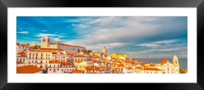 Lisbon, Scenic Alfama lookout with San Vicente (Saint Vincent)  Framed Mounted Print by Elijah Lovkoff