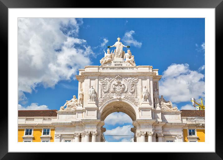 Famous Commerce Plaza (Praca do Comercio) in Lisbon facing Tagus Framed Mounted Print by Elijah Lovkoff