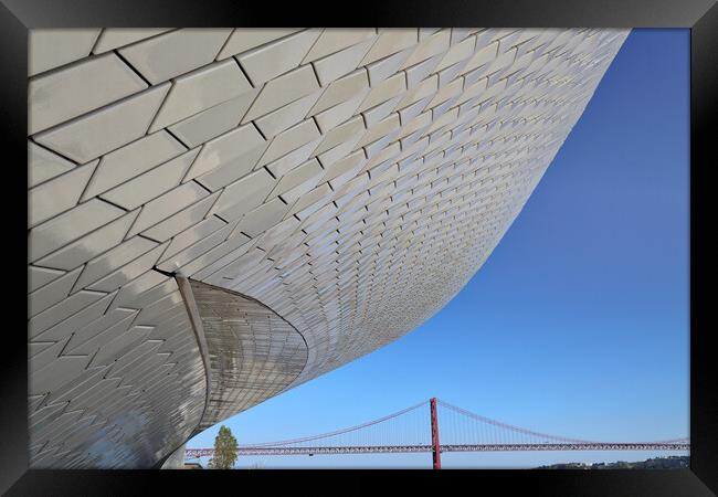 Lisbon, Portugal, Landmark suspension 25 of April bridge Framed Print by Elijah Lovkoff
