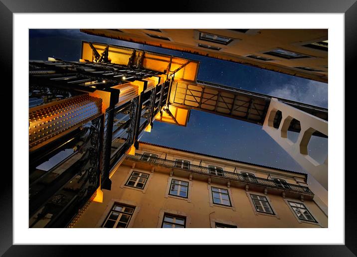 Santa Justa Elevator Entrance located near Rossio Square in Lisbon Framed Mounted Print by Elijah Lovkoff