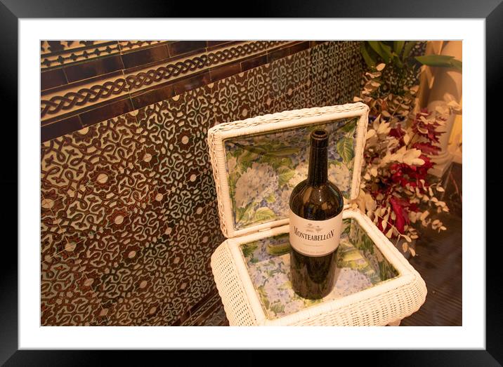 Bottle of Spanish Wine on the display in historic city center of Cordoba, Andalucia Framed Mounted Print by Elijah Lovkoff