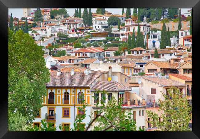 Granada streets and Spanish architecture in historic city center Framed Print by Elijah Lovkoff