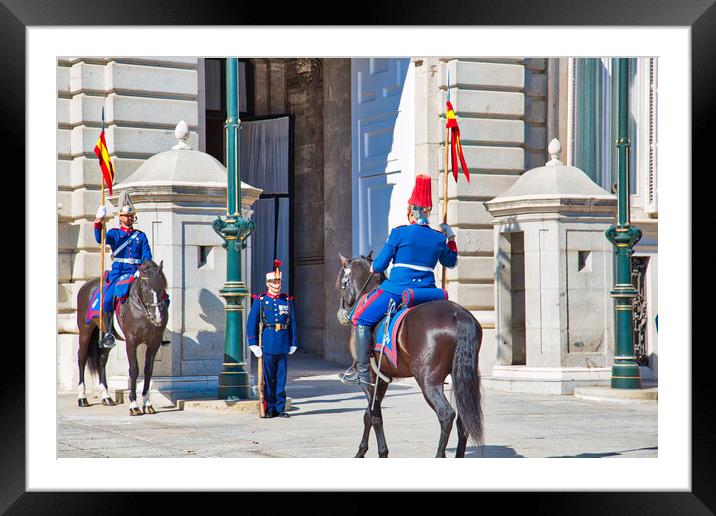 Change of national guard in front of Royal Palace in Historic center of Madrid Framed Mounted Print by Elijah Lovkoff