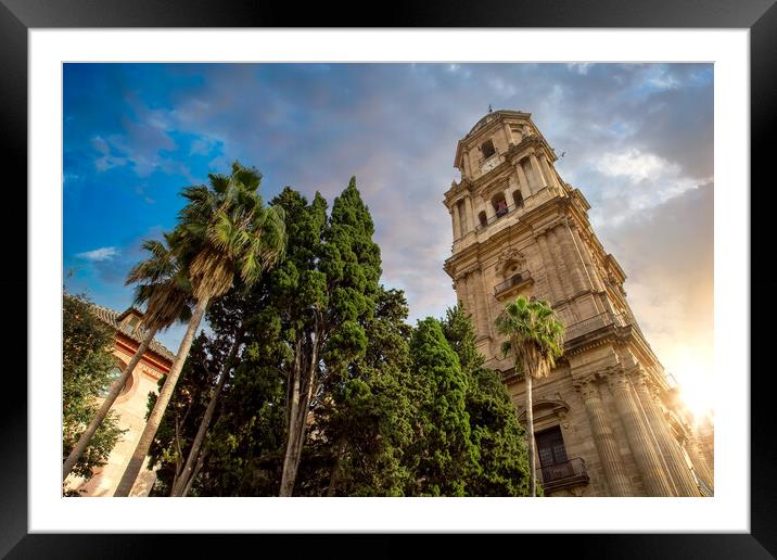 Scenic Catholic Central Cathedral of Malaga Catedral de Encarnacion , Andalusia, Spain Framed Mounted Print by Elijah Lovkoff