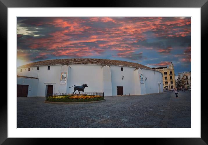 Ronda Corrida arena in Spain Framed Mounted Print by Elijah Lovkoff
