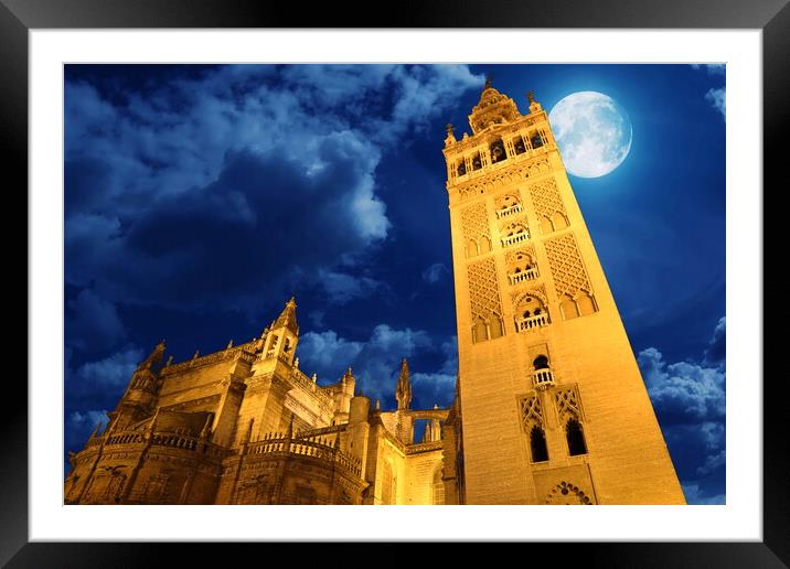 Spain, Landmark Santa Maria cathedral in Seville historic city center Framed Mounted Print by Elijah Lovkoff