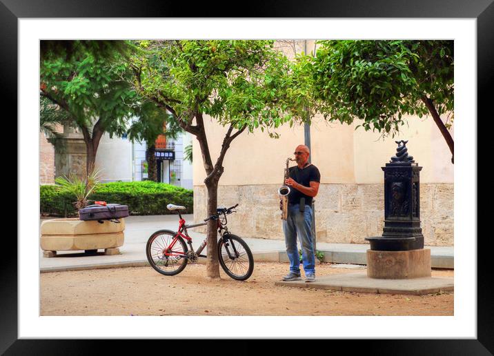 Street musicians in Historic Town in Valencia Framed Mounted Print by Elijah Lovkoff