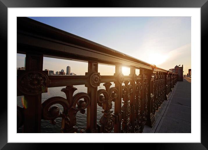 Boston Longfellow bridge at sunset Framed Mounted Print by Elijah Lovkoff