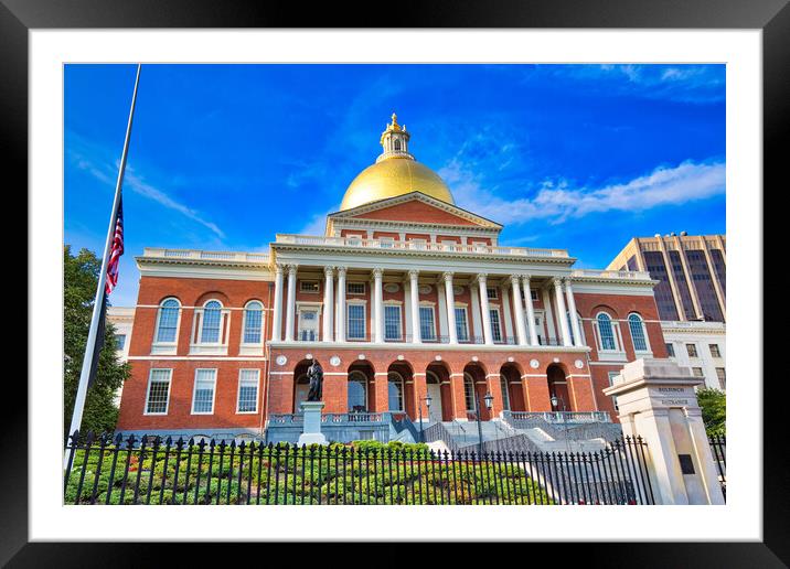 Massachusetts State House in Boston downtown, Beacon Hill Framed Mounted Print by Elijah Lovkoff