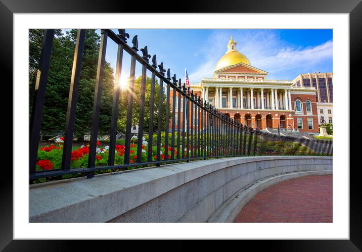 Massachusetts Old State House in Boston historic city center, located close to landmark Beacon Hill and Freedom Trail Framed Mounted Print by Elijah Lovkoff