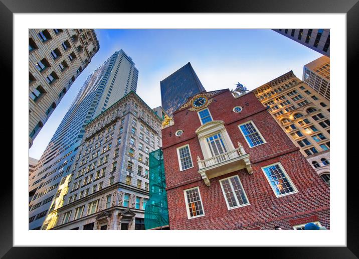 Massachusetts Old State House building in Boston downtown Framed Mounted Print by Elijah Lovkoff
