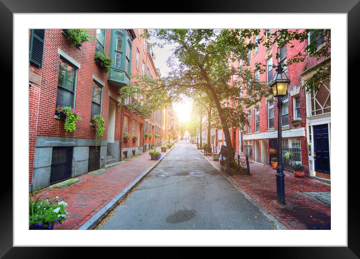 Boston typical houses in historic center Framed Mounted Print by Elijah Lovkoff