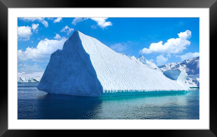 Boat excursion near icebergs of Kangia Fjord and Sermeq Kujalleq glacier in Ilulissat, Greenland Framed Mounted Print by Elijah Lovkoff