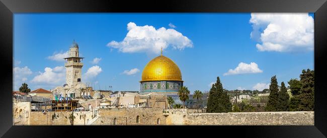Jerusalem, Islamic shrine Dome of Rock located in the Old City on Temple Mount near Western Wall Framed Print by Elijah Lovkoff