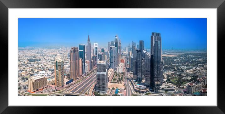 UAE, Dubai downtown financial skyline and business shopping center near Dubai Mall Framed Mounted Print by Elijah Lovkoff