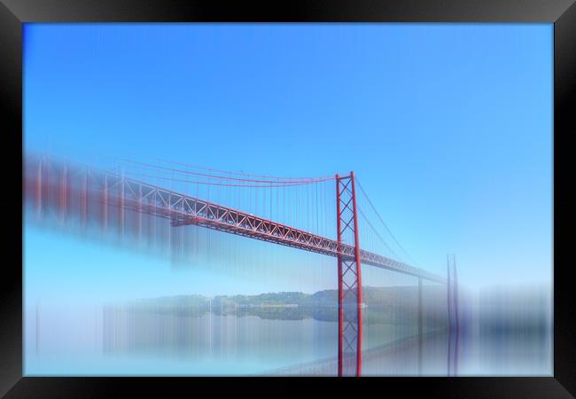 Lisbon, Landmark suspension 25 of April bridge Framed Print by Elijah Lovkoff