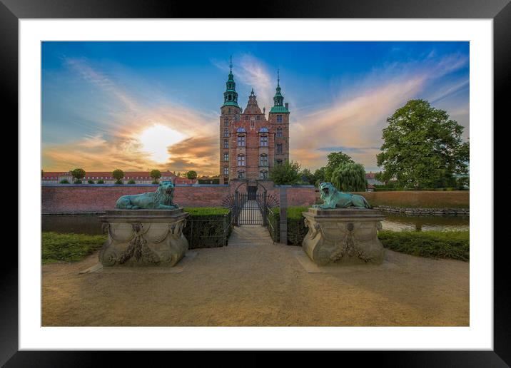 Sunset over Rosenborg castle in Copenhagen Framed Mounted Print by Elijah Lovkoff