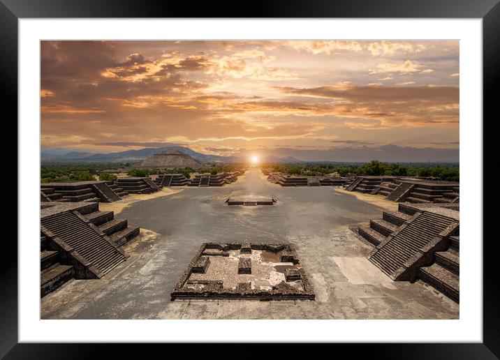 Landmark Teotihuacan pyramids complex located in Mexican Highlands Framed Mounted Print by Elijah Lovkoff