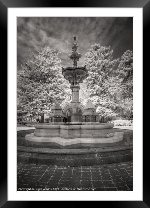 Hitchman Memorial Fountain in Infrared Framed Mounted Print by Nigel Wilkins