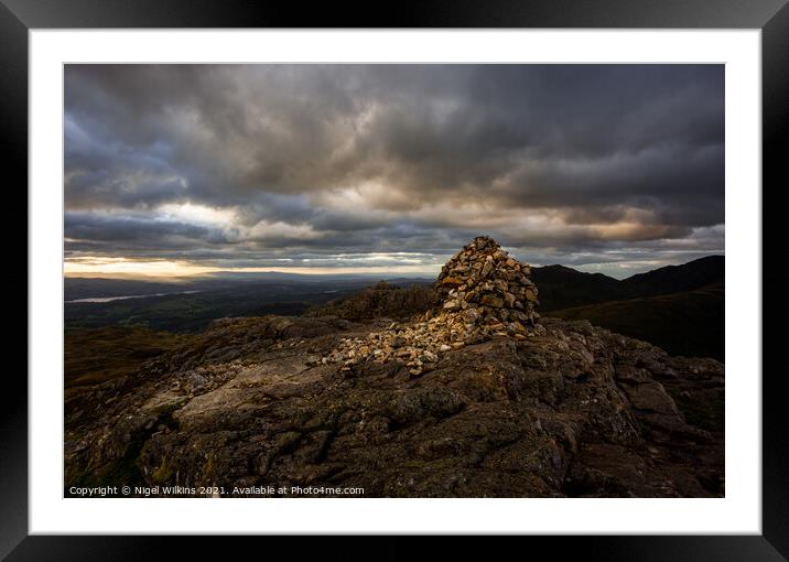 Summit Cairn - Pike o' Blisco Framed Mounted Print by Nigel Wilkins