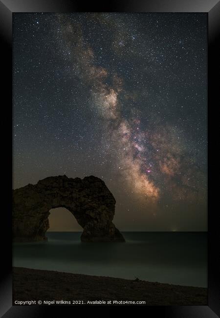 Durdle Door & the Galactic Centre Framed Print by Nigel Wilkins