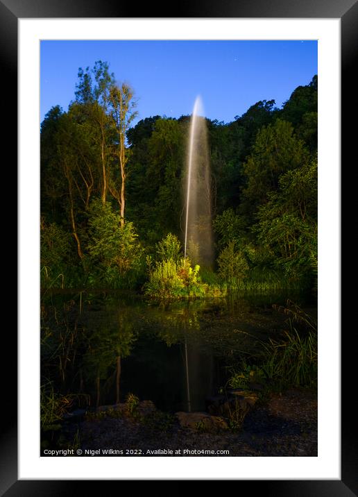 Hackfall Fountain Framed Mounted Print by Nigel Wilkins