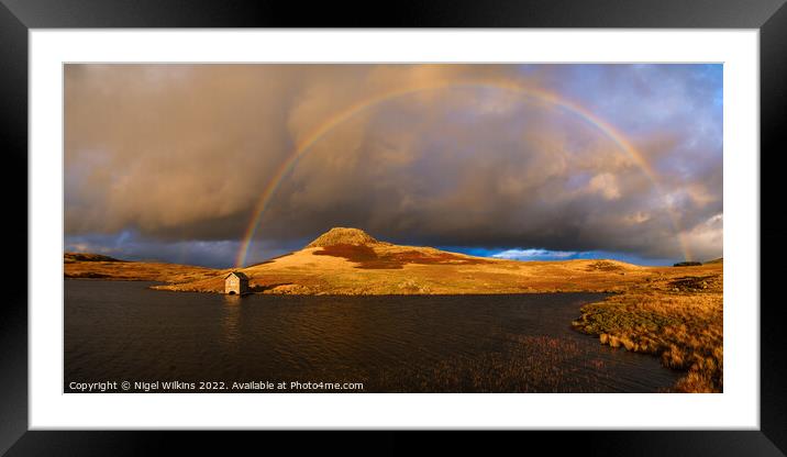 Devoke Water Rainbow Framed Mounted Print by Nigel Wilkins