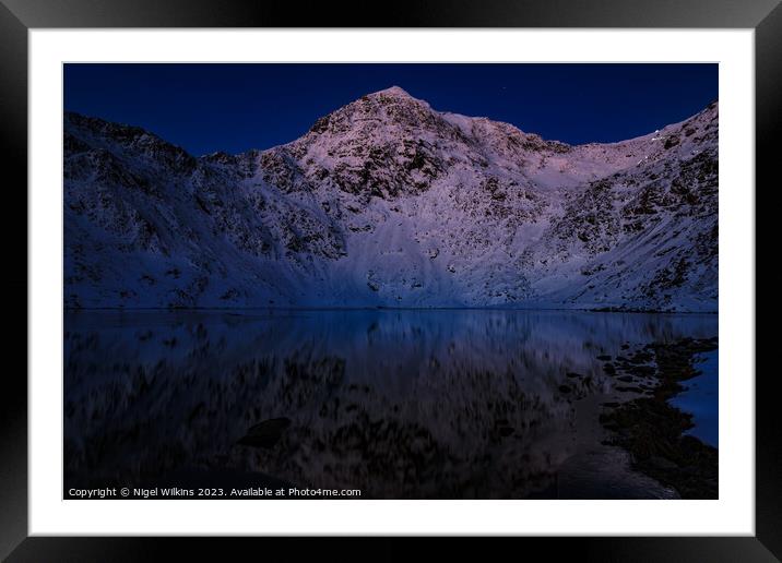 Snowdon at night Framed Mounted Print by Nigel Wilkins