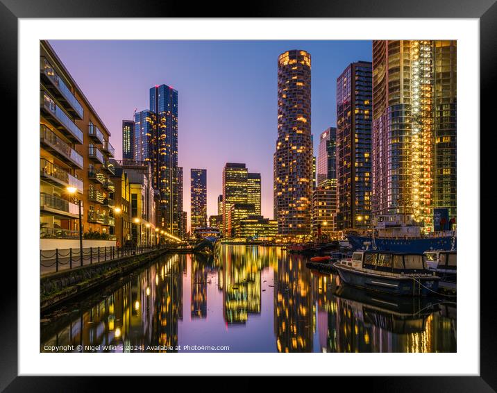 South Dock, Canary Wharf Framed Mounted Print by Nigel Wilkins