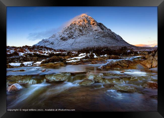 Sunrise on Stob Dearg, Buachaille Etive Mor Framed Print by Nigel Wilkins