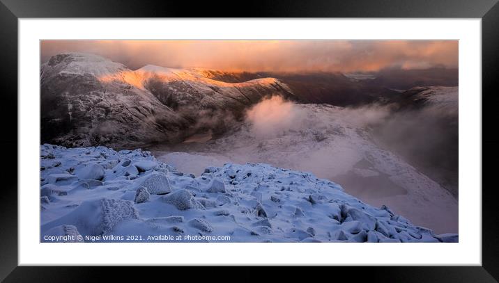 Great End Winter View Framed Mounted Print by Nigel Wilkins