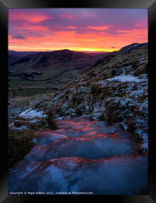 Frozen steps Framed Print by Nigel Wilkins