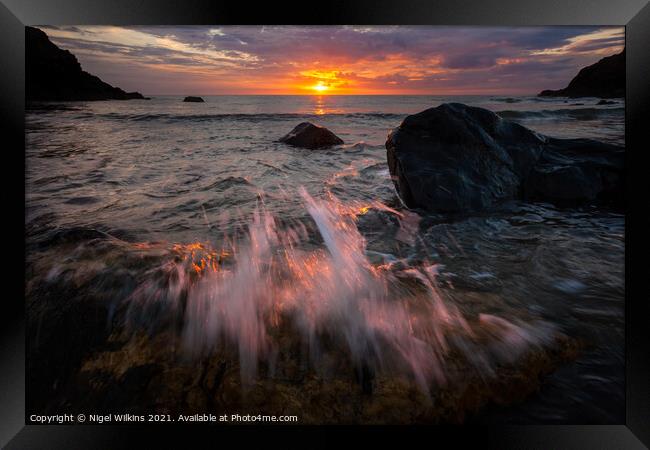 Cable Bay sunset, Anglesey Framed Print by Nigel Wilkins