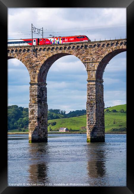 Train crossing the Royal Border Bridge Framed Print by Michael Birch