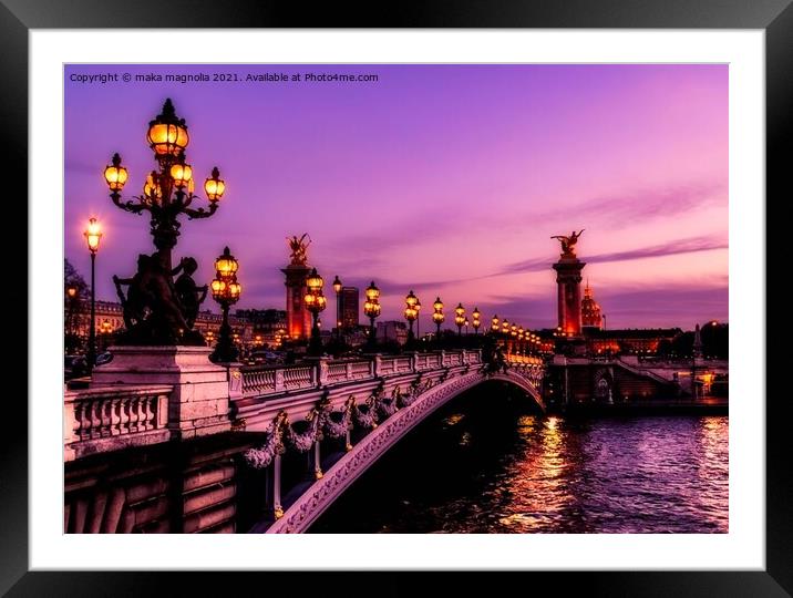 Bridge in France City Paris Framed Mounted Print by maka magnolia