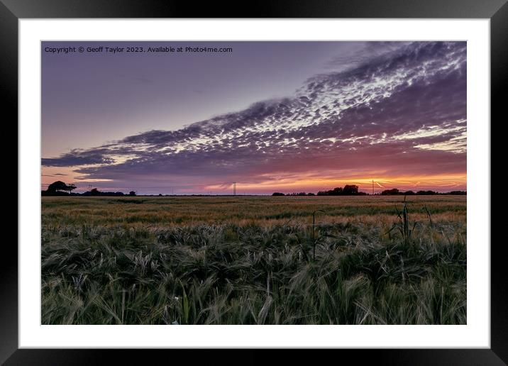 Sunset over the fields Framed Mounted Print by Geoff Taylor