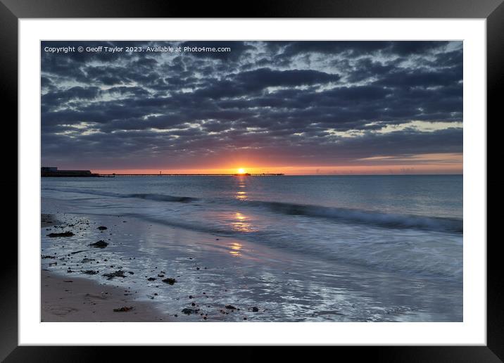 Sunrise with moody clouds Framed Mounted Print by Geoff Taylor