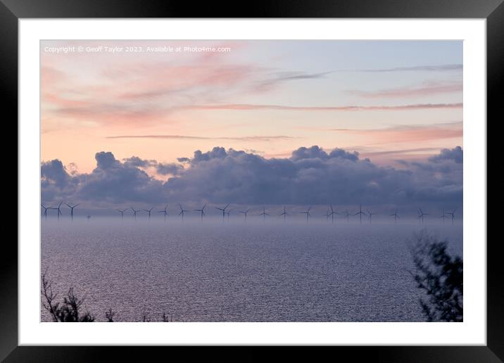 Windfarm in the mist Framed Mounted Print by Geoff Taylor