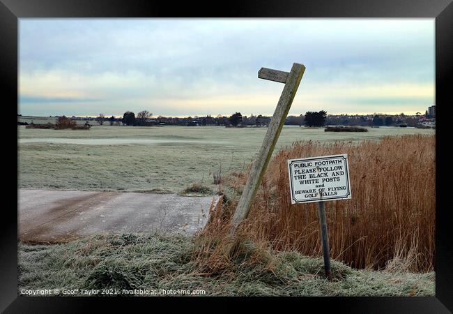 Beware of the golf balls Framed Print by Geoff Taylor