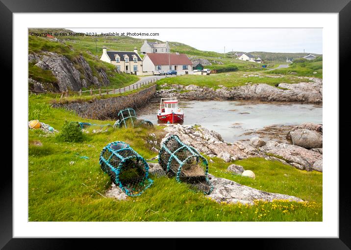 Fishing boat and lobster pots, Island of Barra, Outer Hebrides, Scotland, UK Framed Mounted Print by Ian Murray