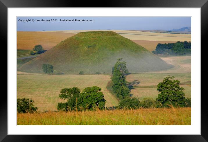 Silbury Hill prehistoric  structure In Europe, near Avebury, Wiltshire, England Framed Mounted Print by Ian Murray