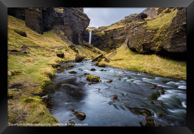 Kvernufoss waterfall in Iceland Framed Print by Paulo Rocha