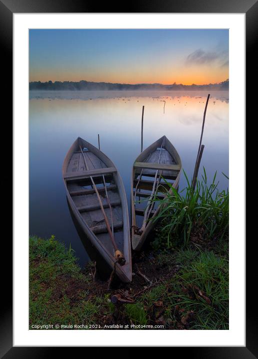 Boats at sunrise Framed Mounted Print by Paulo Rocha