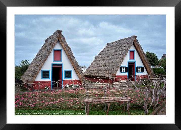 Folk Houses Santana village, Madeira. Framed Mounted Print by Paulo Rocha