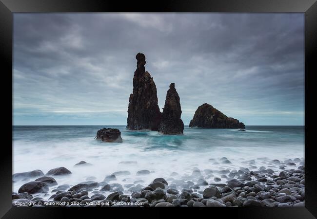 Sea stacks in Ribeira da Janela, Madeira island Framed Print by Paulo Rocha