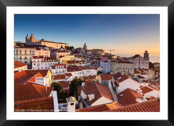 Lisbon cityscape, Alfama district at sunrise Framed Mounted Print by Paulo Rocha