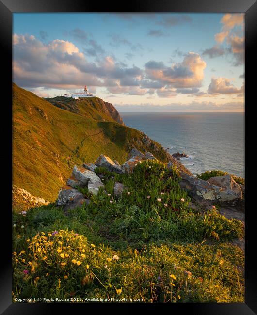 Lighthouse at Cape Cabo da Roca, Cascais, Portugal. Framed Print by Paulo Rocha